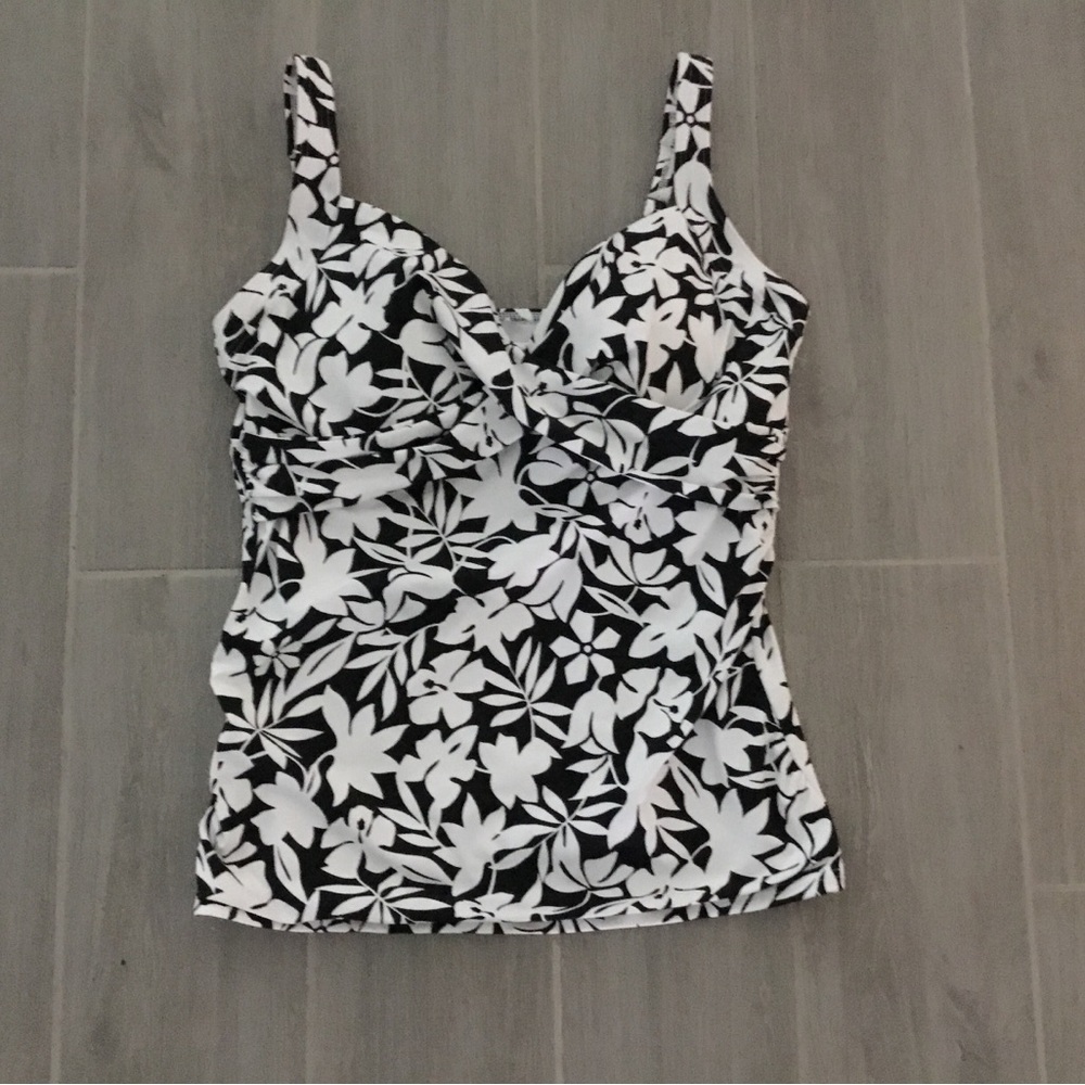 Lands' End Black & White Floral Swim Camisole